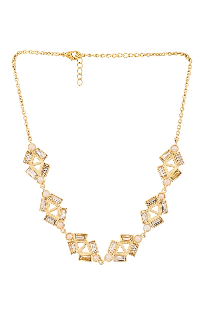 Gold Plated Swarovski Necklace by Zeeya Contemporary