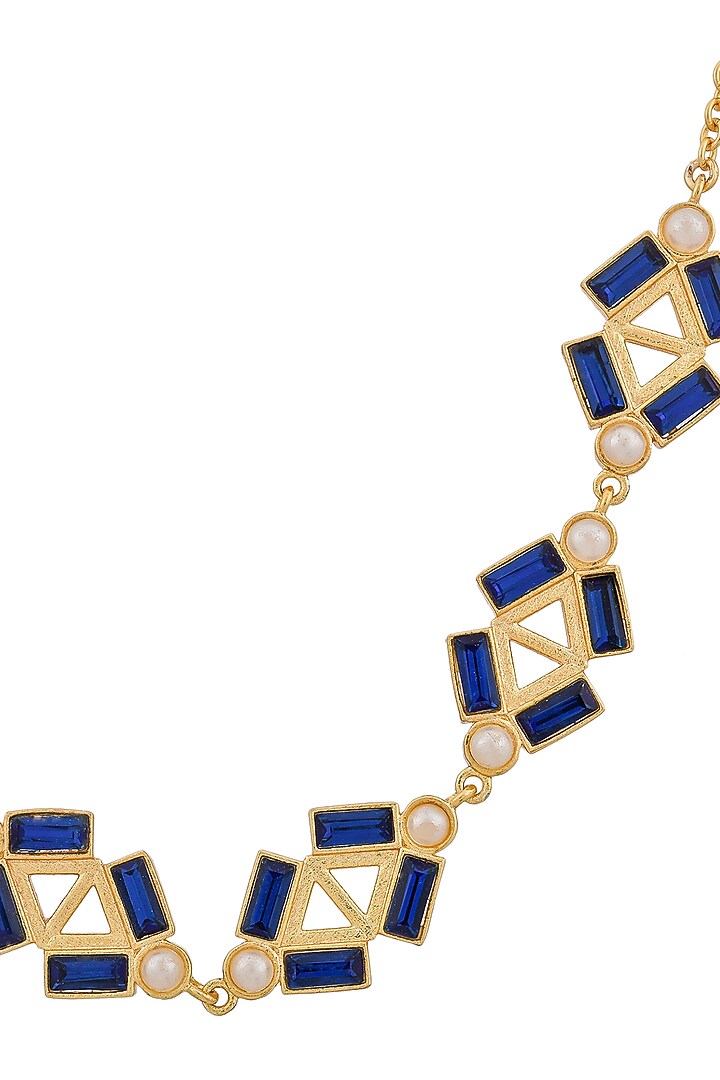 Gold Plated Cobalt Blue Swarovski Necklace by Zeeya Contemporary at Pernia's Pop Up Shop