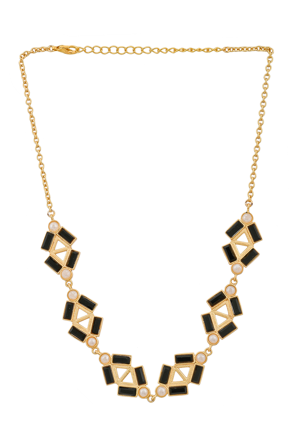 Gold Plated Black Swarovski Necklace by Zeeya Contemporary