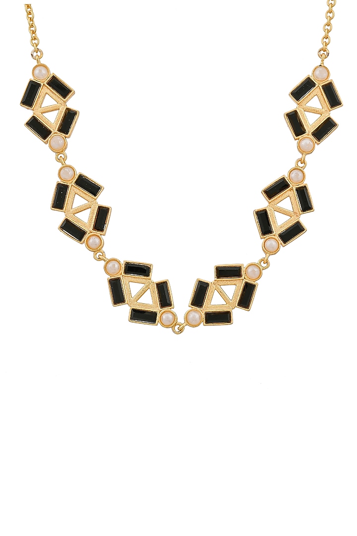 Gold Plated Black Swarovski Necklace by Zeeya Contemporary at Pernia's Pop Up Shop