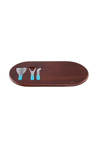The Melt Turquoise Wood, Stainless Steel & Silicon Serveware by Shaze
