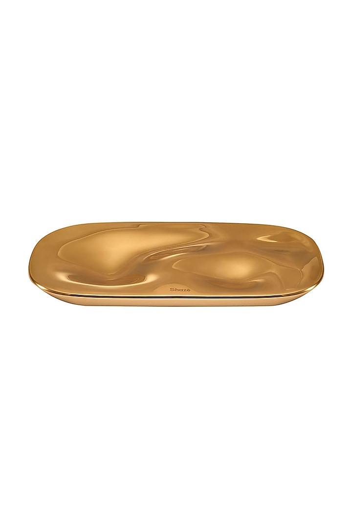 The Flow Gold Stainless Steel Serving Platter by Shaze
