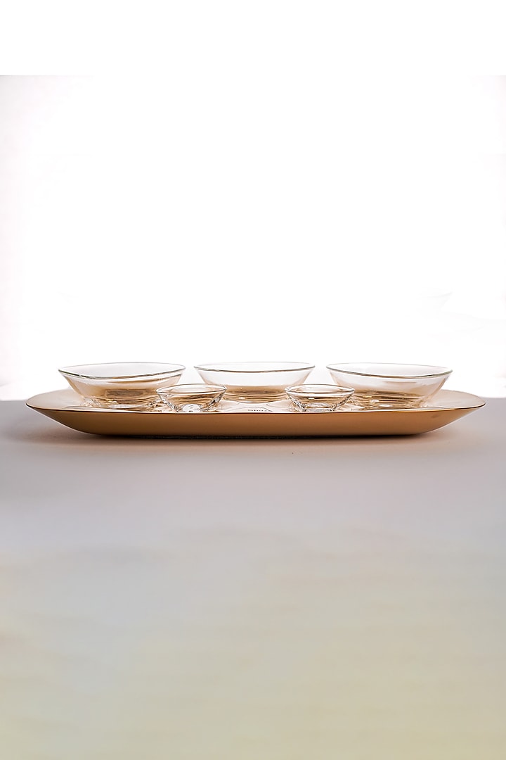 The Farrago Gold Ceramic Serveware Bowls by Shaze