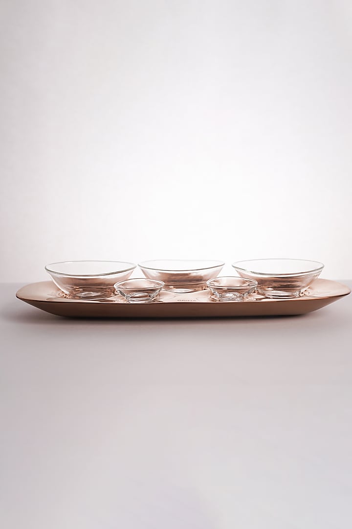 The Farrago Rose Gold Ceramic Serveware Bowls by Shaze