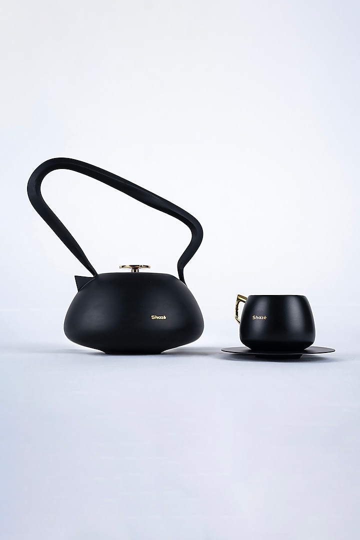 Cha Black Stainless Steel & Brass Teaware by Shaze