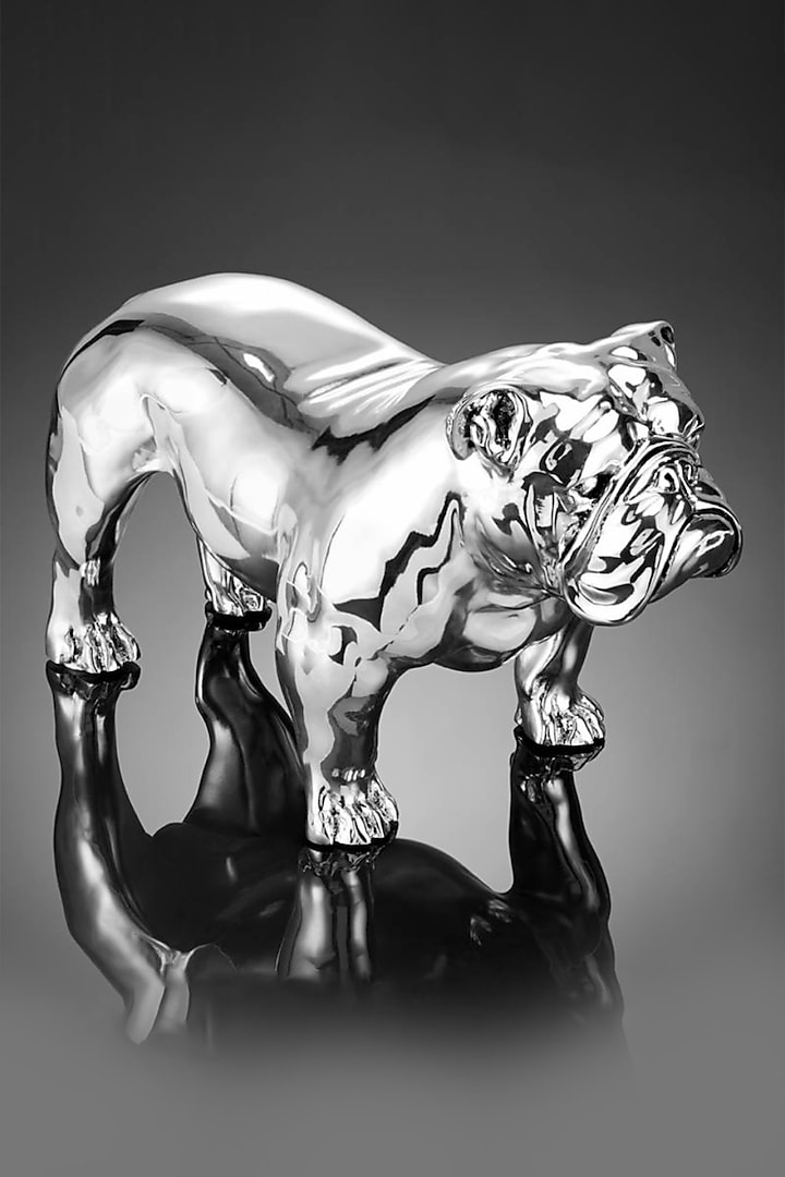 Angus Silver Plated Resin Bulldog Sculpture by Shaze at Pernia's Pop Up Shop