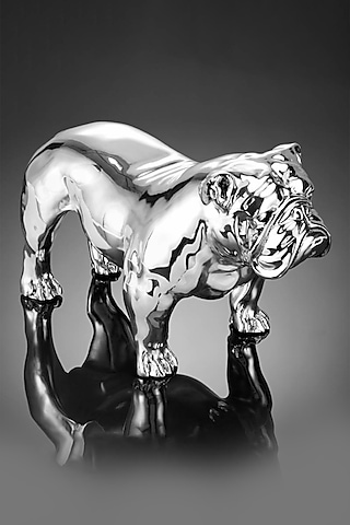 Angus Silver Plated Resin Bulldog Sculpture by Shaze