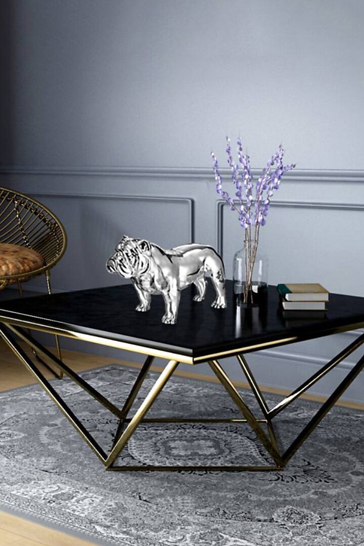 Angus Silver Plated Resin Bulldog Sculpture by Shaze at Pernia's Pop Up Shop