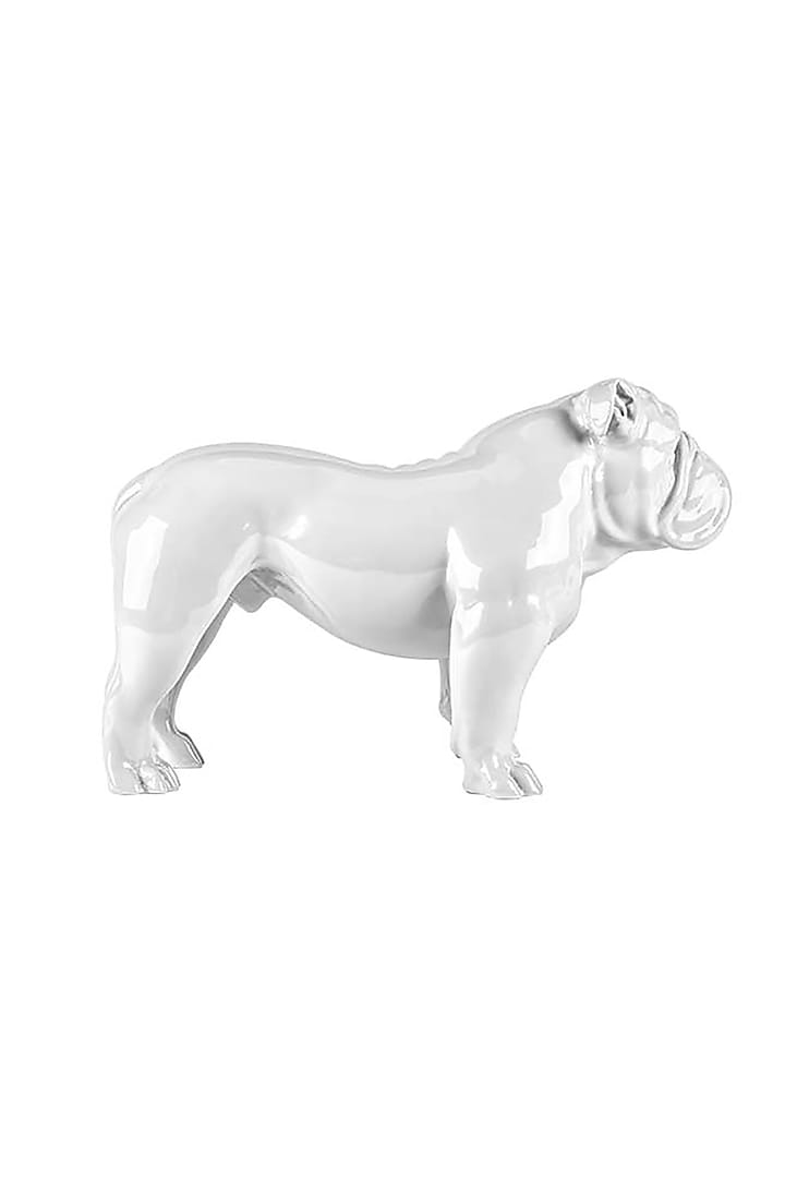 Angus White Resin Enameled Bulldog Sculpture by Shaze at Pernia's Pop Up Shop