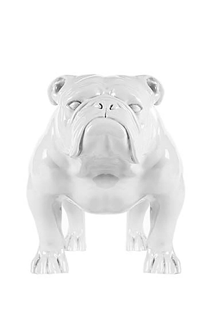 Angus White Resin Enameled Bulldog Sculpture by Shaze at Pernia's Pop Up Shop