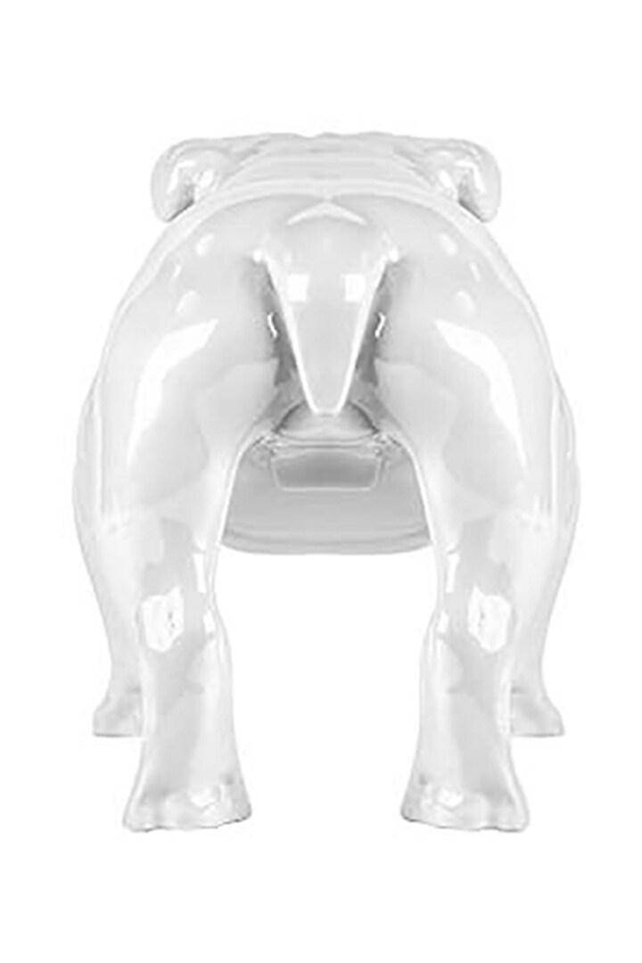 Angus White Resin Enameled Bulldog Sculpture by Shaze at Pernia's Pop Up Shop