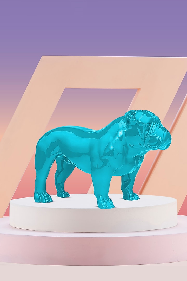 Angus Turquoise Resin Bulldog Sculpture by Shaze