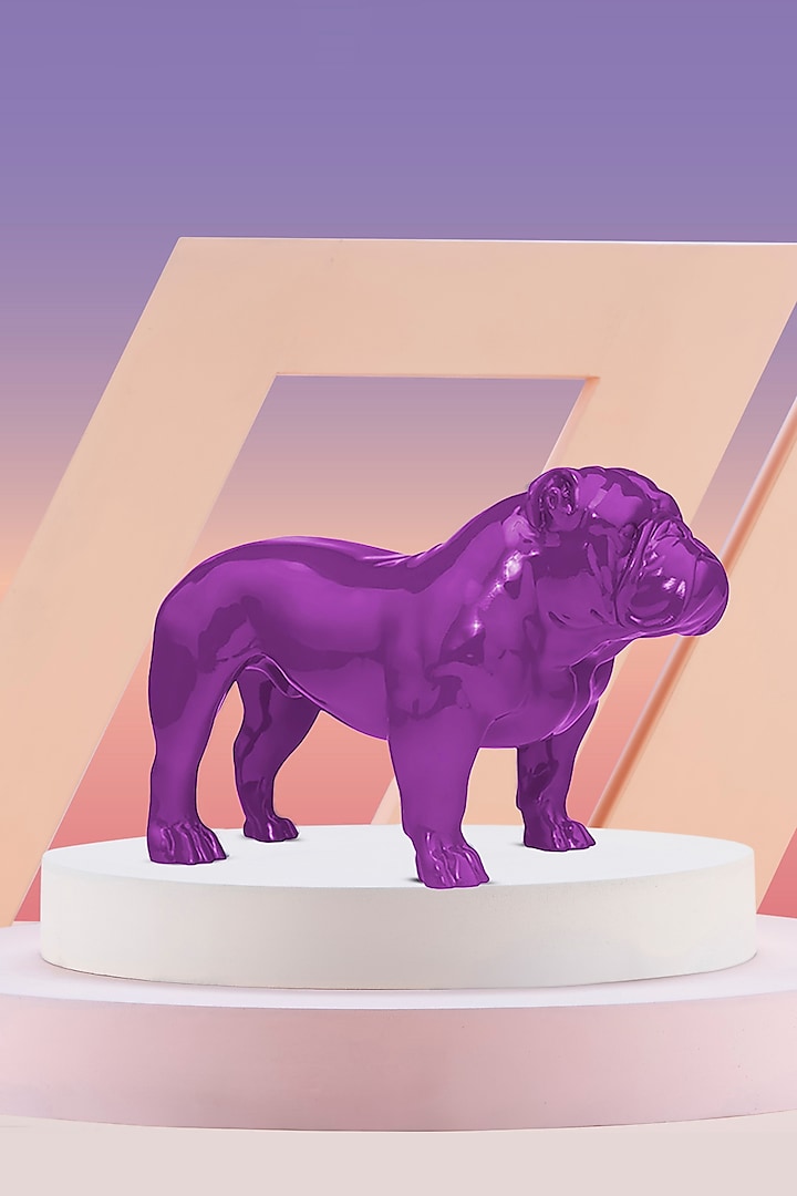 Angus Lavender Resin Bulldog Sculpture by Shaze