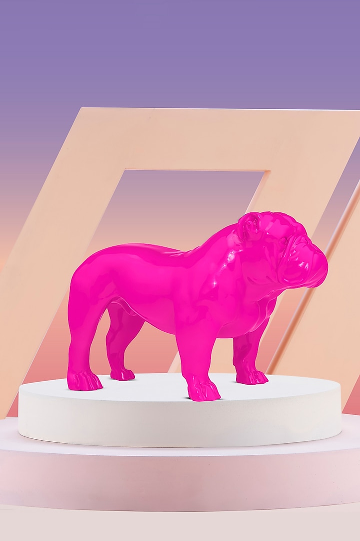 Angus Pink Resin Bulldog Sculpture by Shaze