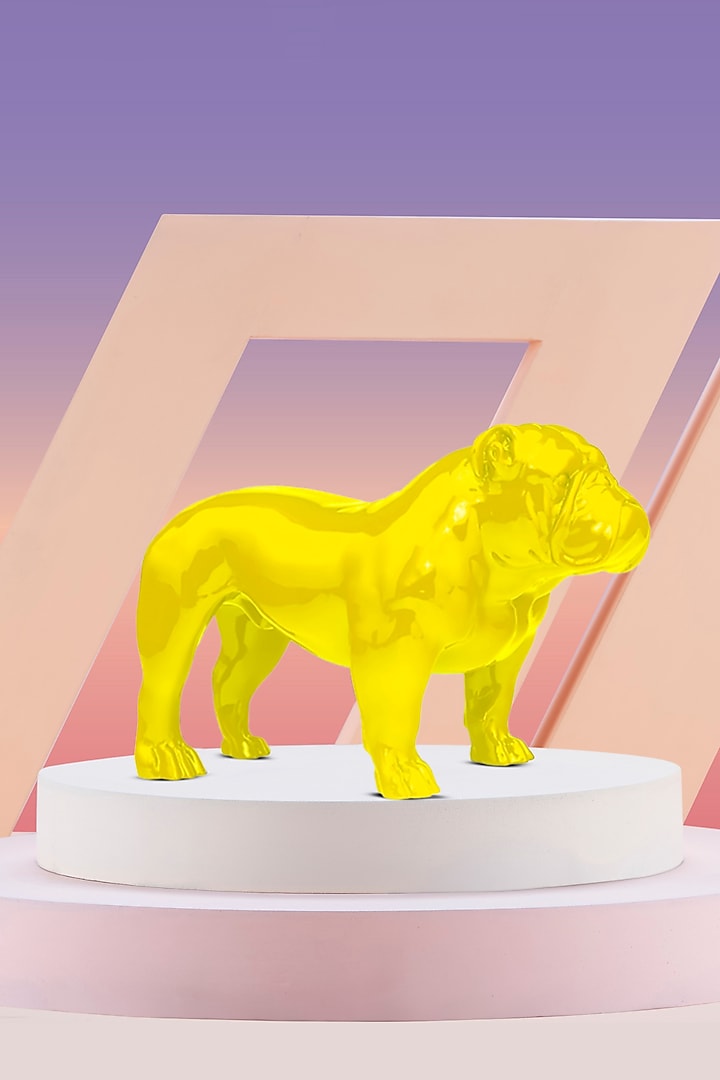 Angus Yellow Resin Bulldog Sculpture by Shaze