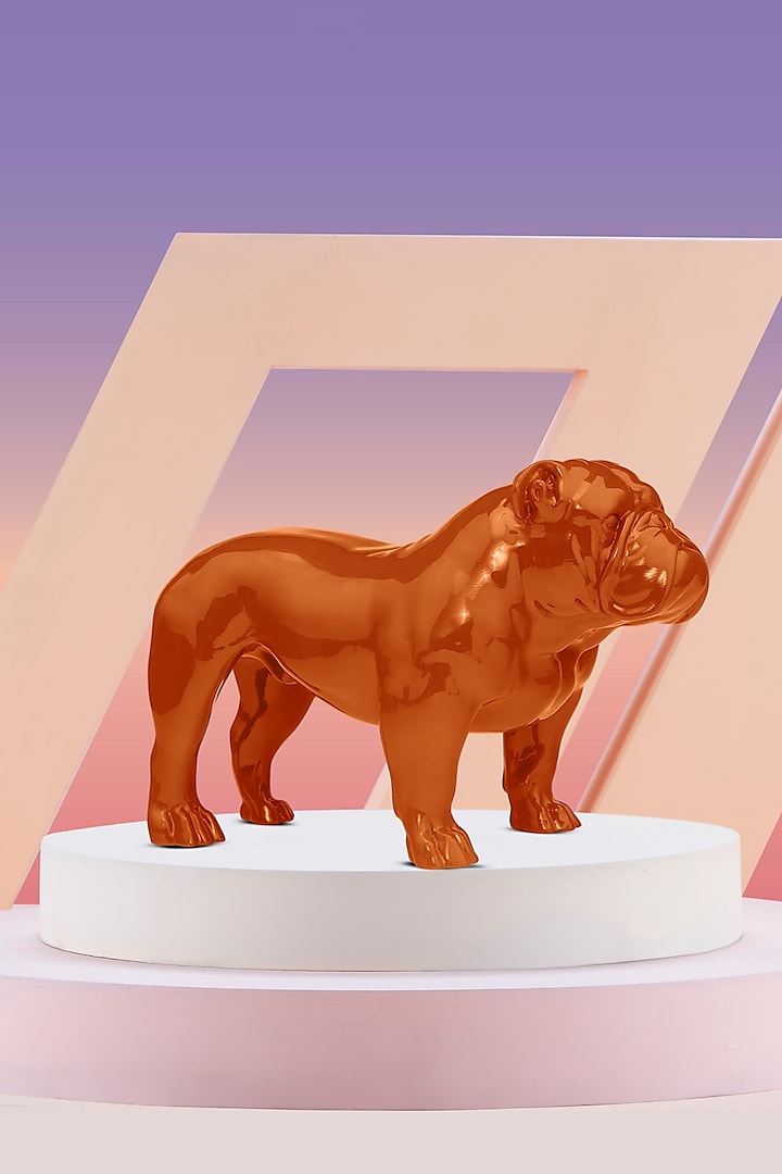 Angus Red Resin Bulldog Sculpture by Shaze