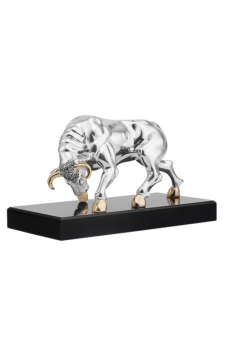 Raging Bull Silver Resin Sculpture by Shaze at Pernia's Pop Up Shop
