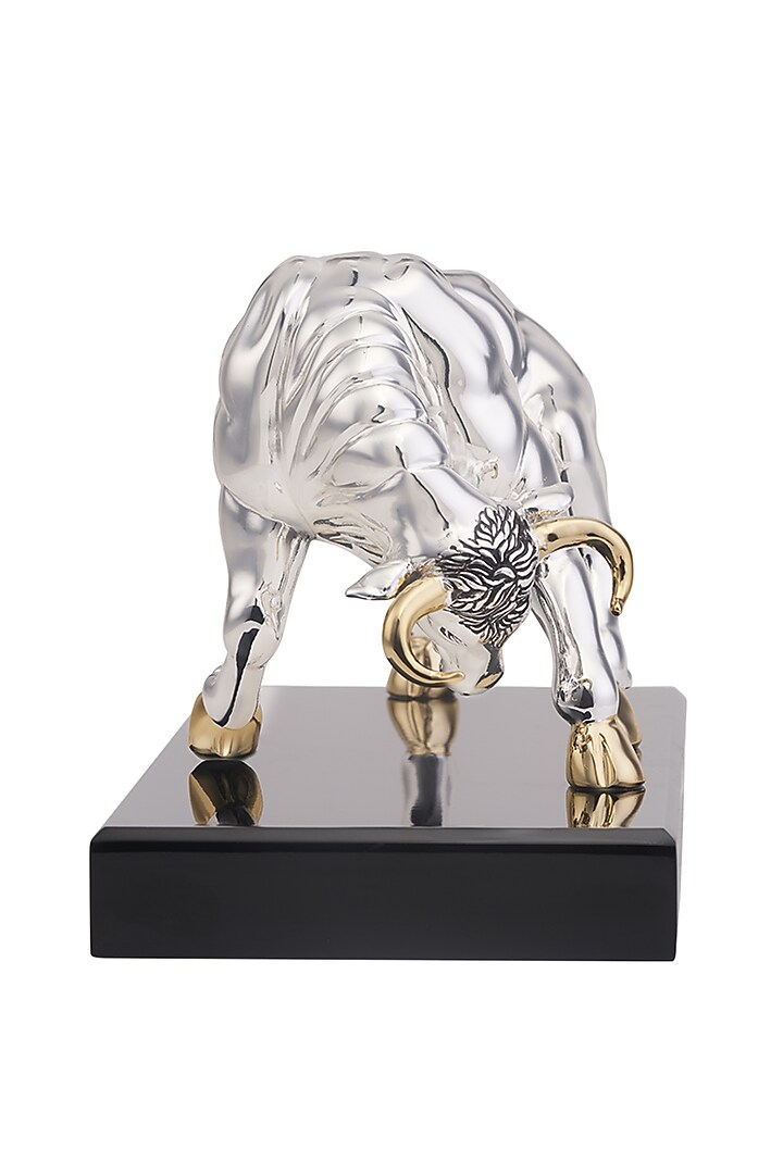 Raging Bull Silver Resin Sculpture by Shaze at Pernia's Pop Up Shop