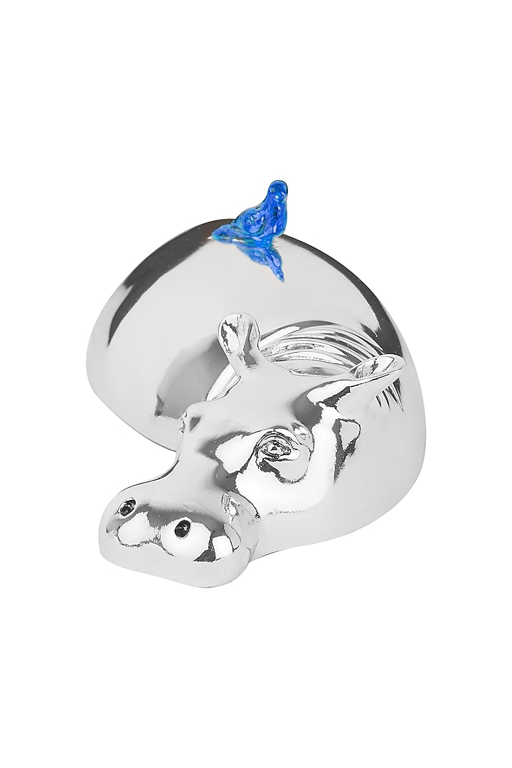 Coterie Silver Plated Resin Blue Hippo & Oxpecker Sculpture by Shaze at Pernia's Pop Up Shop