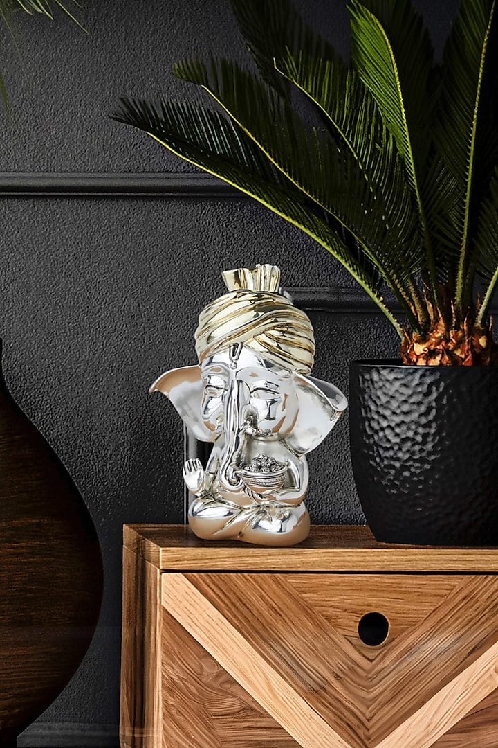 The Acuity Silver Plated Resin Lord Ganesha Idol by Shaze