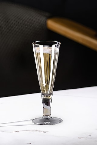 Bubbly White Crystal Flute Glass (Set Of 6) by Shaze