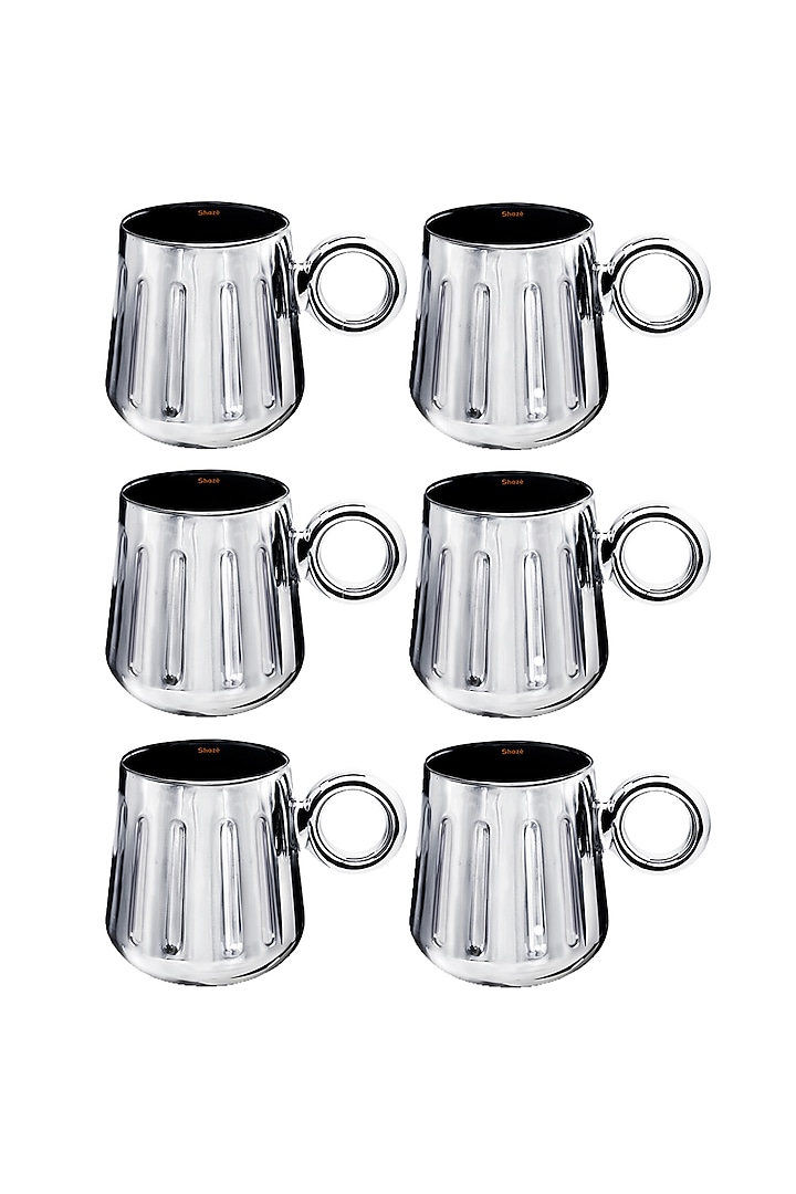 Silver Ceramic Coffee Mug (Set Of 6) by Shaze