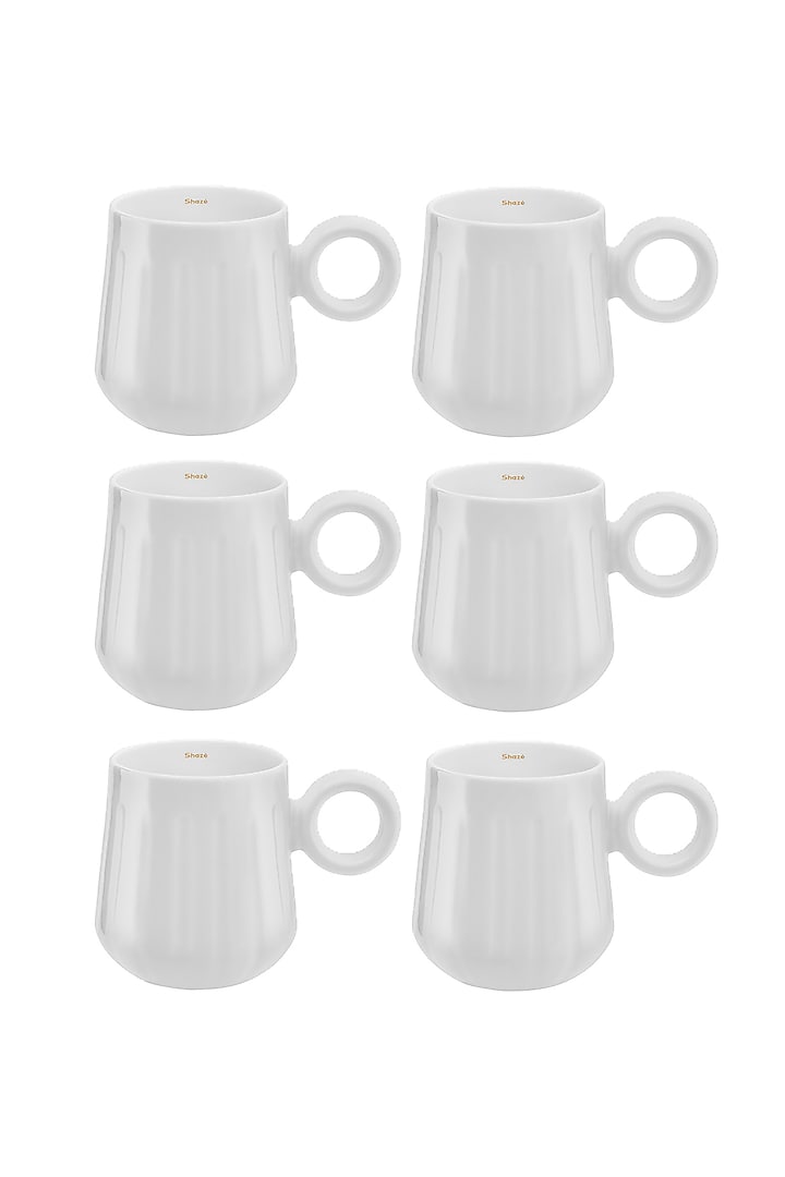 White Ceramic Coffee Mug (Set Of 6) by Shaze at Pernia's Pop Up Shop