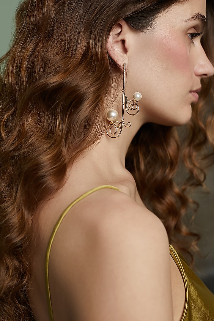 Gold Plated Lumiere Earrings by ZOHRA