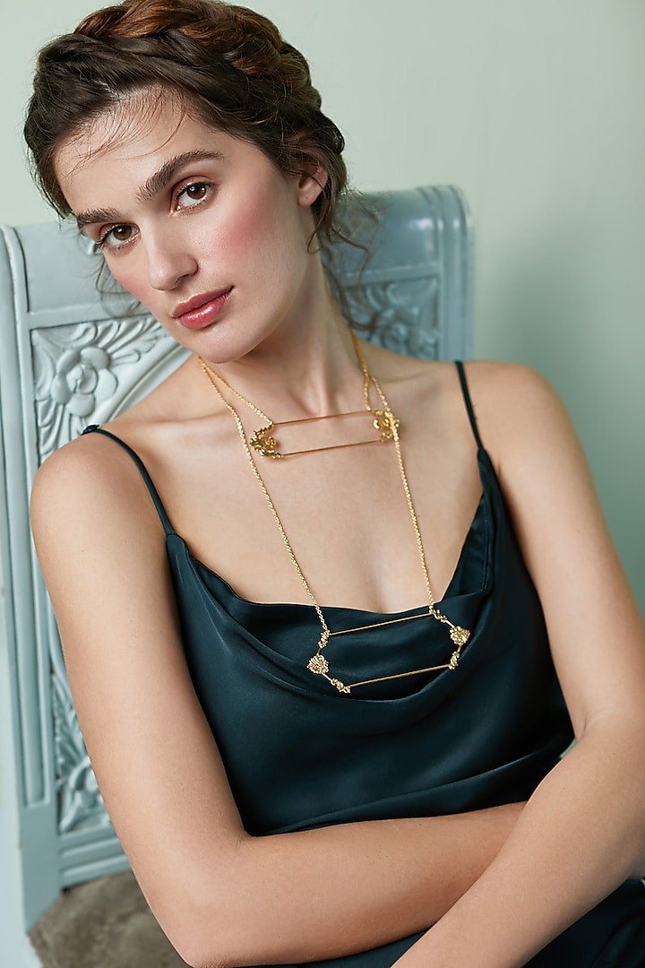 Gold Plated Charpente Necklace by ZOHRA