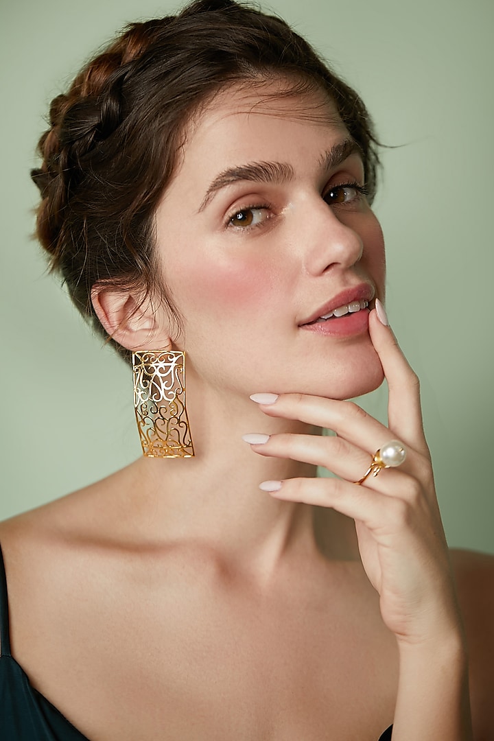 Gold Plated Le Balcon Earrings by ZOHRA