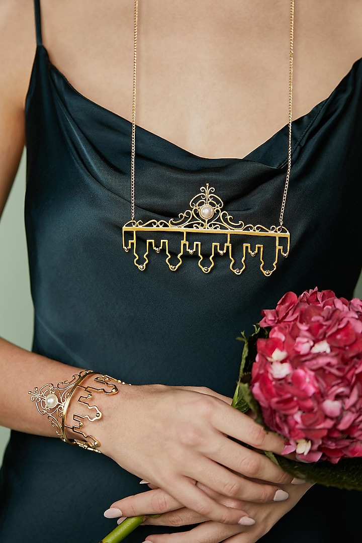 Gold Plated Laduree Necklace by ZOHRA