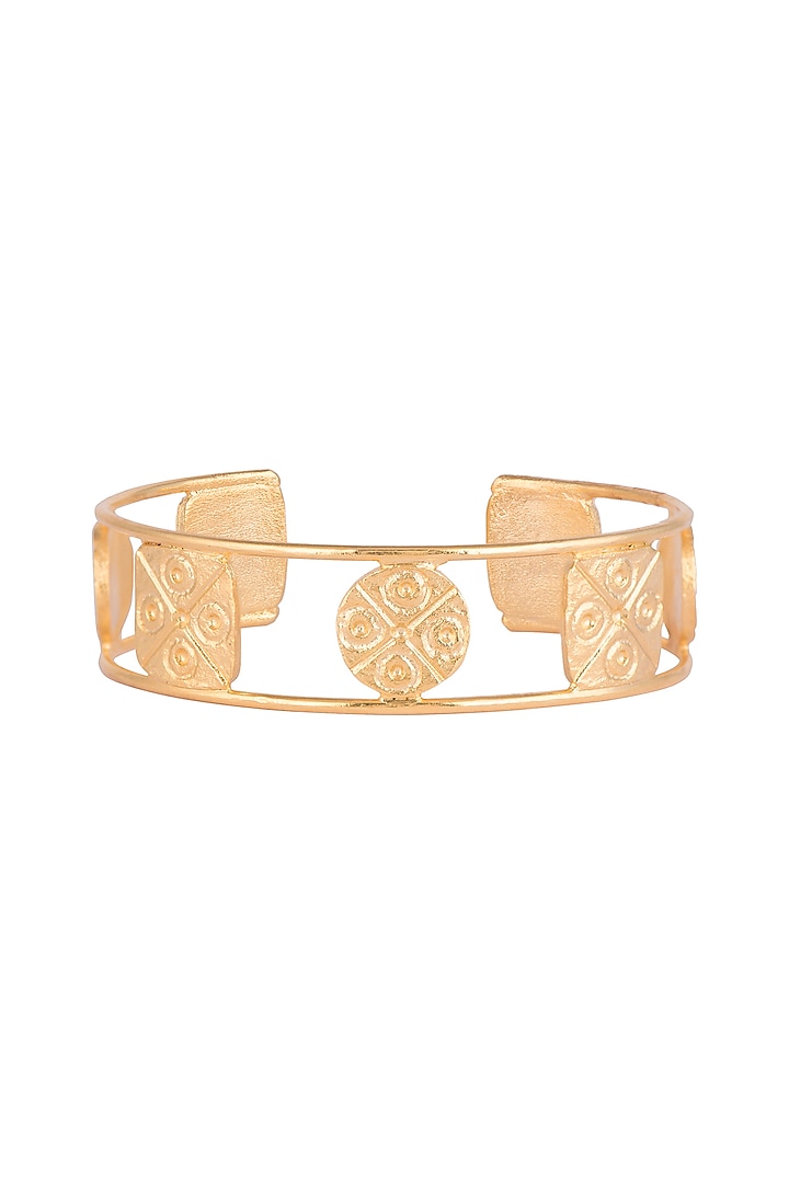 Gold Finish Handcrafted Geometric Patterned Bracelet Design by ZOHRA at ...