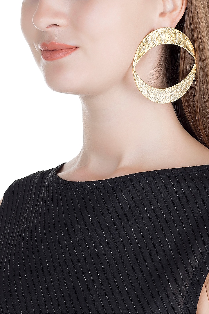 Gold Finish Handcrafted Pictographic Symbol Earrings by ZOHRA