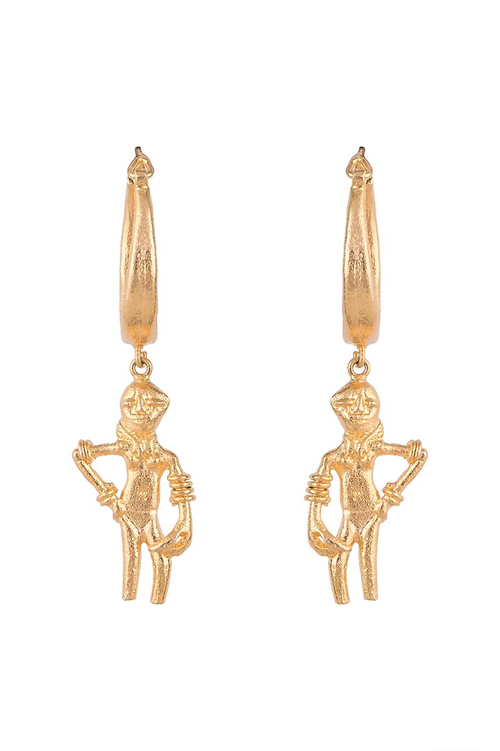 Gold Finish Handcrafted Dancing Girl Earrings Design by ZOHRA at Pernia