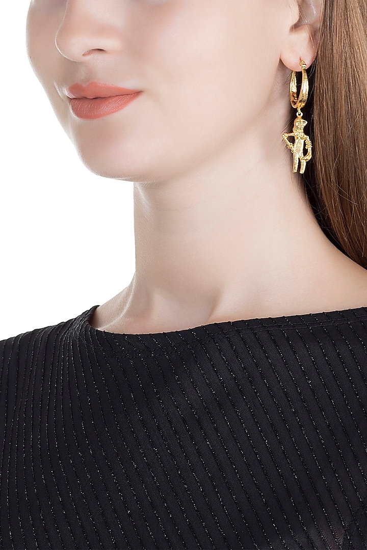 Gold Finish Handcrafted Dancing Girl Earrings by ZOHRA