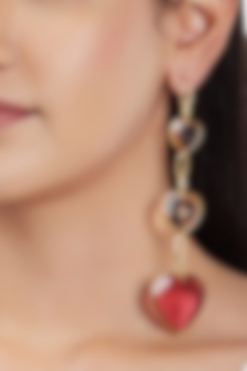 Gold Finish Handcrafted Earrings With Stones by ZOHRA at Pernia's Pop Up Shop