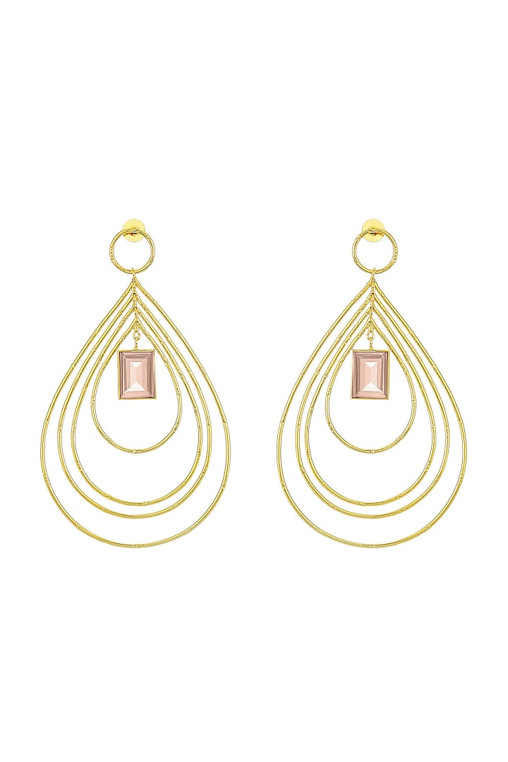 Gold Finish Synthetic Stone Hoop Earrings by ZOHRA at Pernia's Pop Up Shop