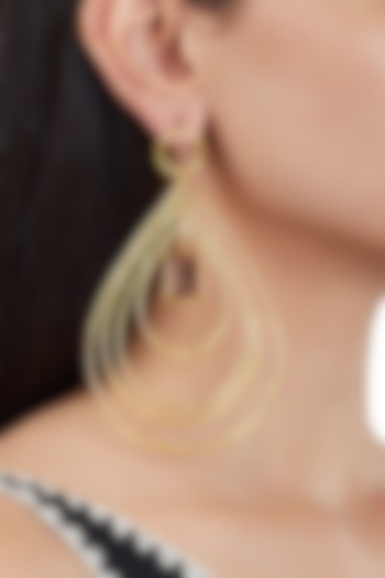 Gold Finish Synthetic Stone Hoop Earrings by ZOHRA at Pernia's Pop Up Shop