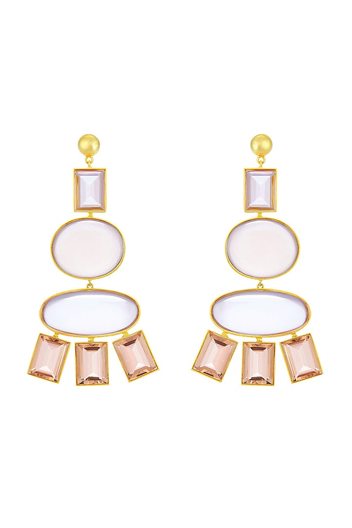 Gold Finish Earrings In Brass by ZOHRA at Pernia's Pop Up Shop