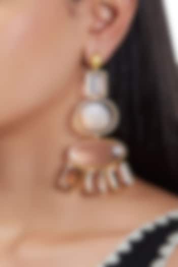 Gold Finish Earrings In Brass by ZOHRA at Pernia's Pop Up Shop