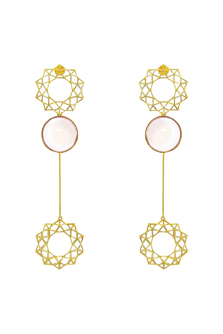 Gold Finish Handcrafted Earrings In Brass by ZOHRA at Pernia's Pop Up Shop