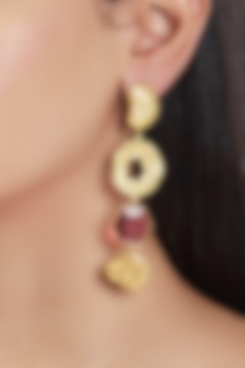 Gold Finish Dangler Earrings In Brass by ZOHRA at Pernia's Pop Up Shop