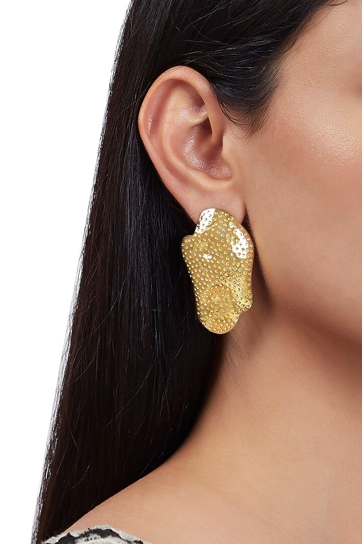 Gold Finish Handcrafted Mismatched Earrings by ZOHRA at Pernia's Pop Up Shop