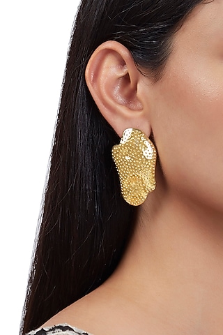 Gold Finish Handcrafted Mismatched Earrings by ZOHRA