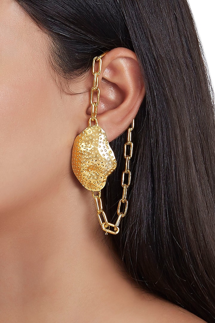 Gold Finish Handcrafted Mismatched Earrings by ZOHRA at Pernia's Pop Up Shop