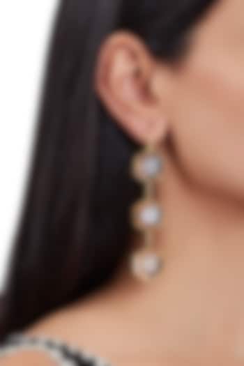 Gold Finish Handcrafted Hexagonal Earrings by ZOHRA at Pernia's Pop Up Shop