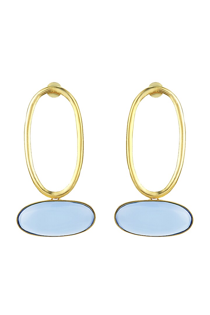 Gold Finish Hoop Earrings In Brass by ZOHRA at Pernia's Pop Up Shop