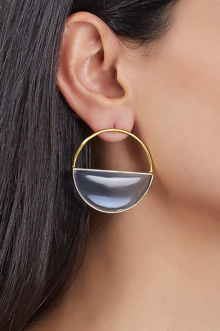 Gold Finish Handcrafted Half-Hoop Earrings  by ZOHRA at Pernia's Pop Up Shop