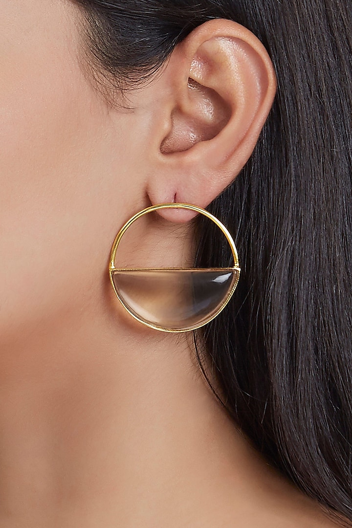 Gold Finish Handcrafted Hoop Earrings by ZOHRA
