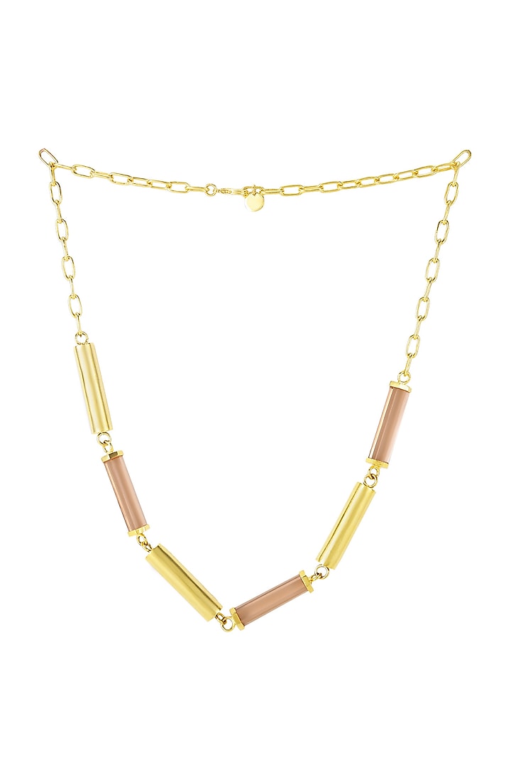 Gold Finish Handcrafted Necklace With Synthetic Stone by ZOHRA at Pernia's Pop Up Shop